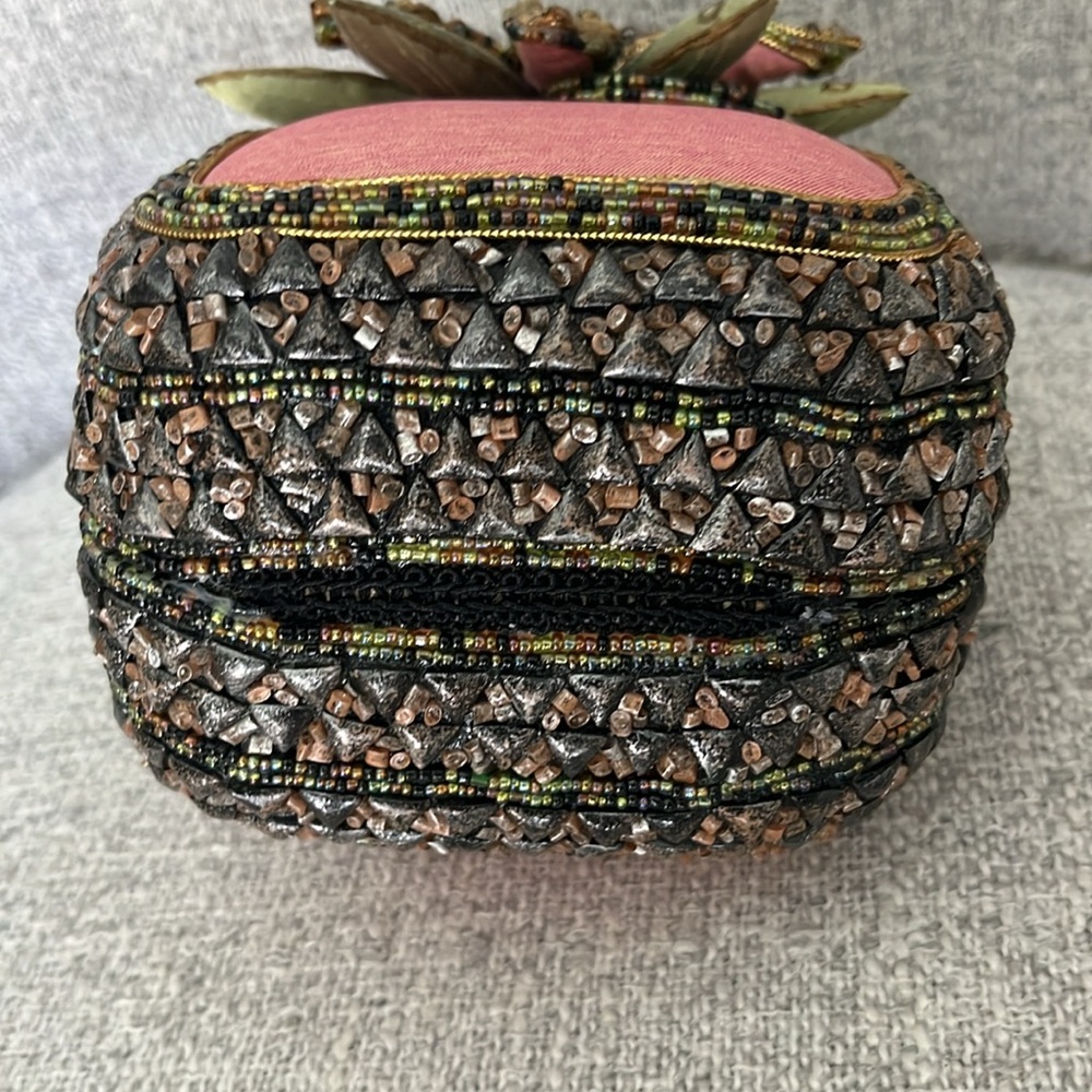 Mary Francis Bloomin Beauty 3D beaded embellished double handle purse pink gold - Picture 6 of 16